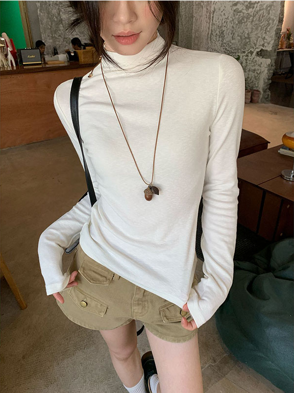 Base Layer Top - Warm White Half-High Collar Base Shirt