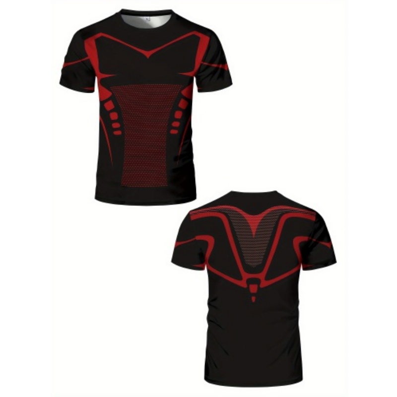 Compression Shorts Athletes - Men 3D Red Black Line Compression