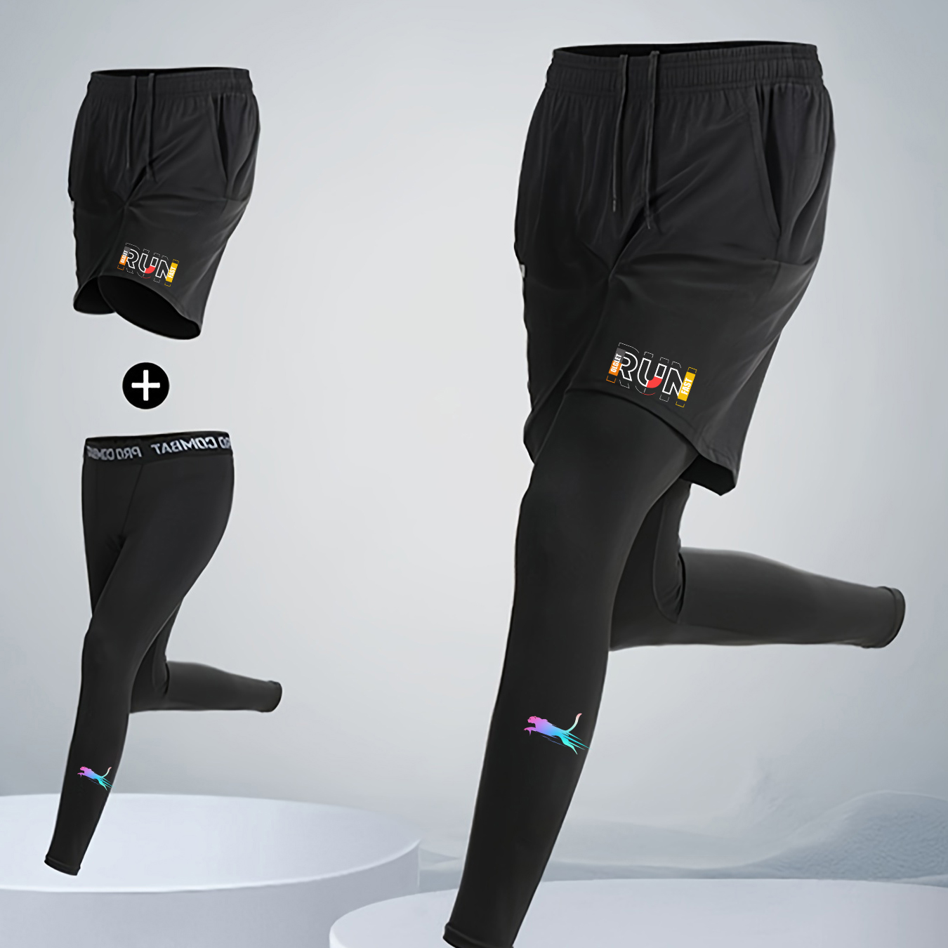 Men's Running Jogging 2 Piece  - огляд і ціна Compression Shorts Athletes